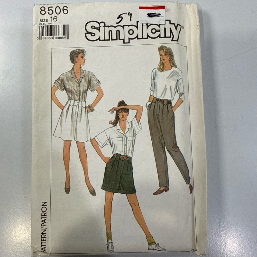 Simplicity Sewing Pattern 8506 Miss Pants, Shorts‎ & Skirt Size 16 VTG '88 Uncut